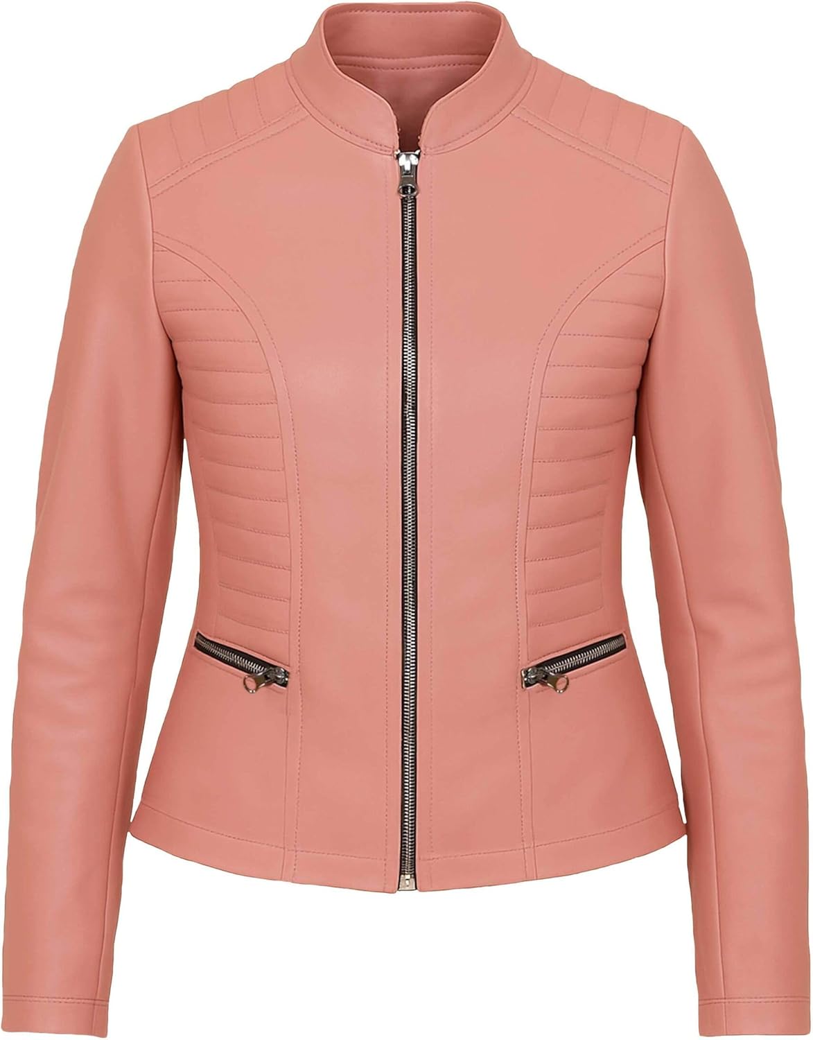 LIVEEVIL Womens Leather Jacket - Genuine Lambskin Motorcycle Fitted Leather Jacket Women - Quilted Cafe Racer Biker Jackets