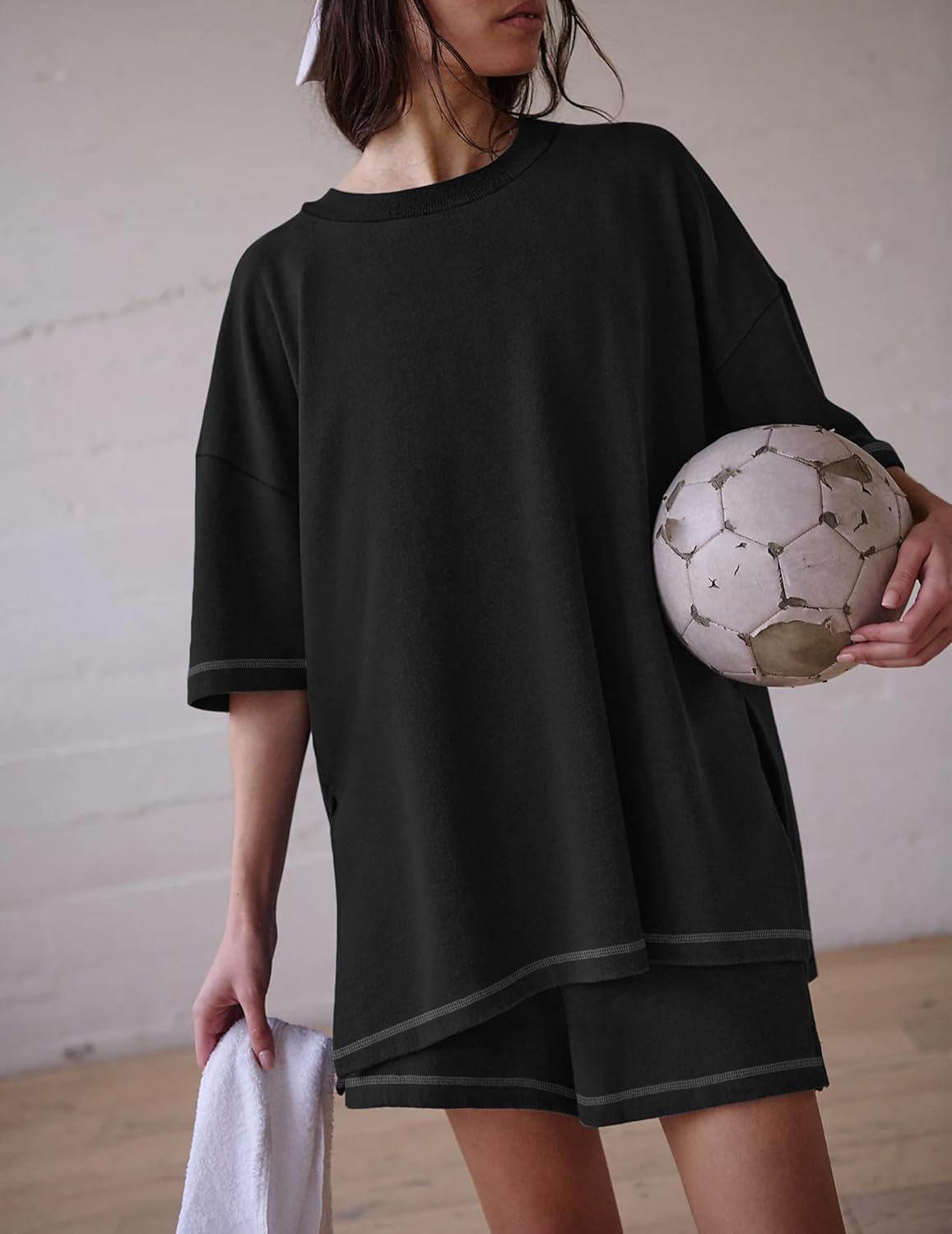 Ekouaer Lounge Sets for Women 2 Piece Shorts Sets Moisture Wicking Casual Summer Short Sleeve Matching Outfits with Pockets - Image 3