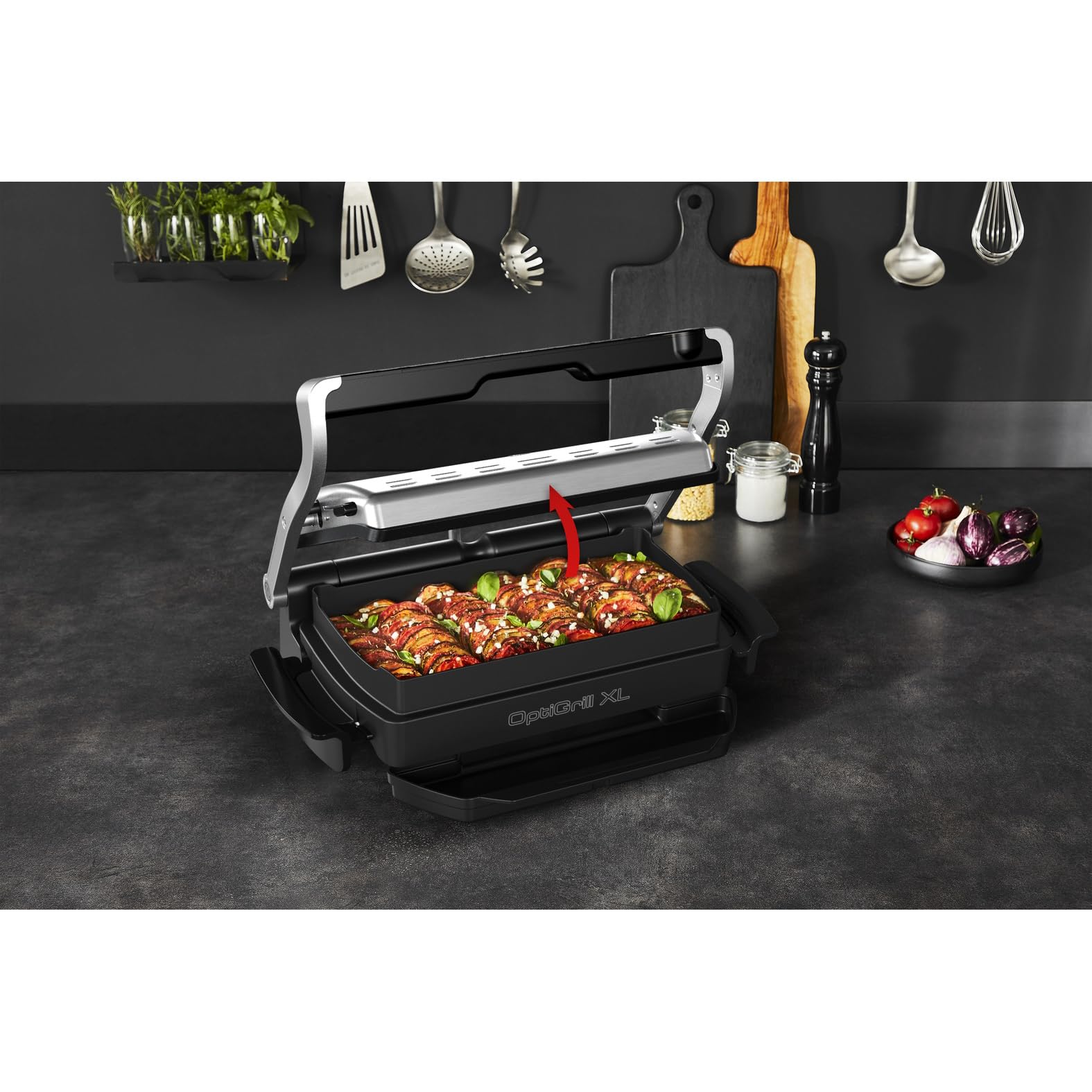 Tefal OptiGrill+ XL Backschale, 2 Liter, antihaftbeschichtet, Aludruckguss, Schwarz