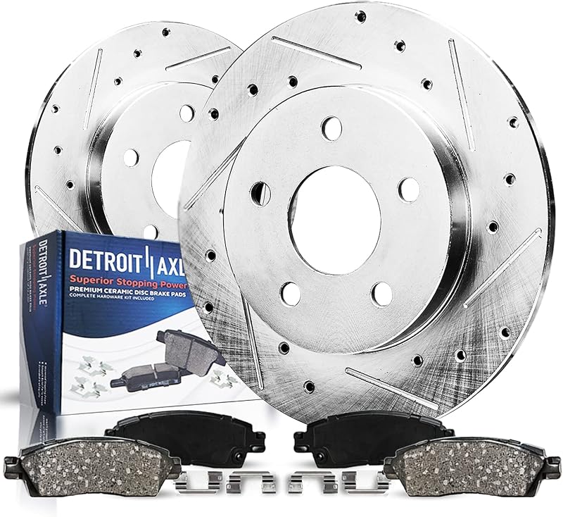 Kit de freios traseiros Detroit Axle com discos perfurados e ranhurados para Honda Accord e Acura TSX – 4 peças