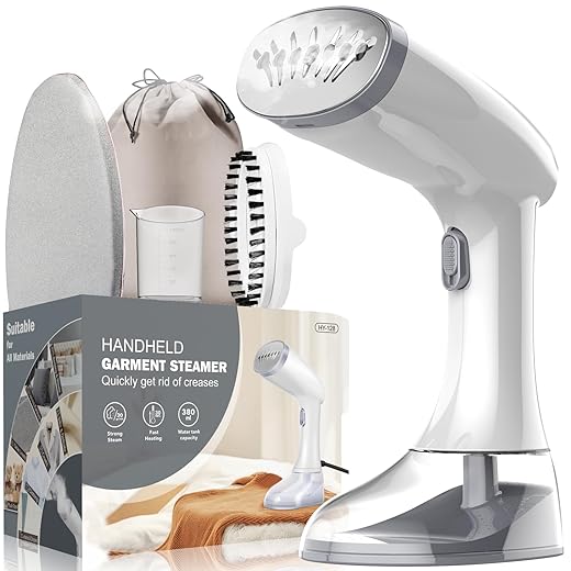 Steamer for Clothes, Handheld Clothes Steamer with Brush Ironing Gloves, 1350W Strong Power Garment Steamer with 380ml Tank, Fast Heat-up, Auto-Off Portable Fabric Steam Iron Fabric Wrinkle Remover