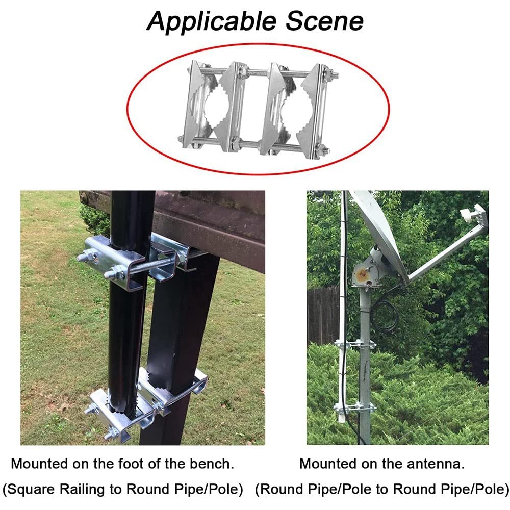 Lot de 3 Pinces de Mât à Double Antenne Bloc de Mâchoire en V Boulons de 5,5 Pouces, Support de Support de Kit de PôLe à Poteau Robuste Antirouille