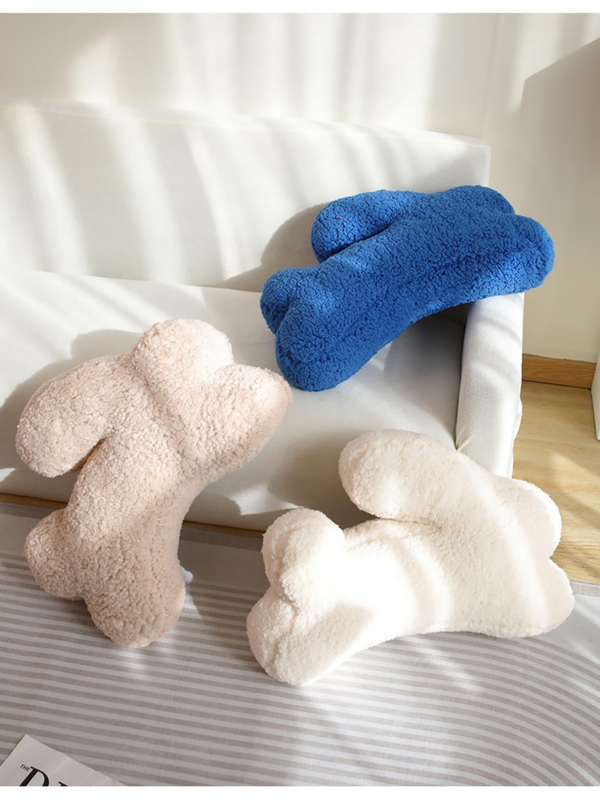 MOJUN Cute Bunny Shaped Throw Pillows, Soft Waist Rest Cushion Reading Sleeping Pillows Home Decorative Cushion Pillows for Sofa Car Living Room Bedroom Office, Khaki