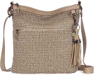 The Sak Lucia Crossbody Bag in Crochet, Convertible Purse with Adjustable Shoulder Strap, Bamboo Static