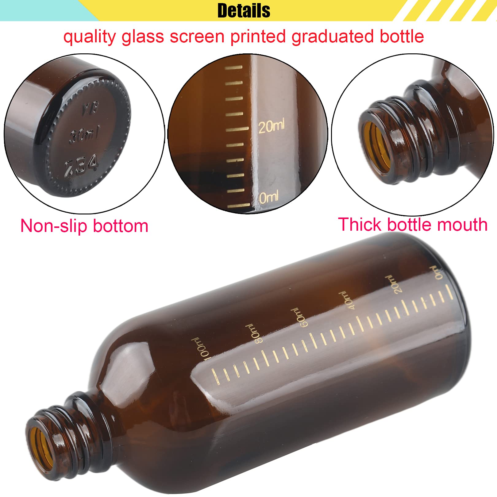 24 Piezas 100 ml Ámbar Frasco Cuentagotas Cristal con Gotero Graduado y Cierre Negro a Prueba de Manipulaciones, Marrón Botellas Cuentagotas Calibrado para Aromaterapia Aceites Esenciales