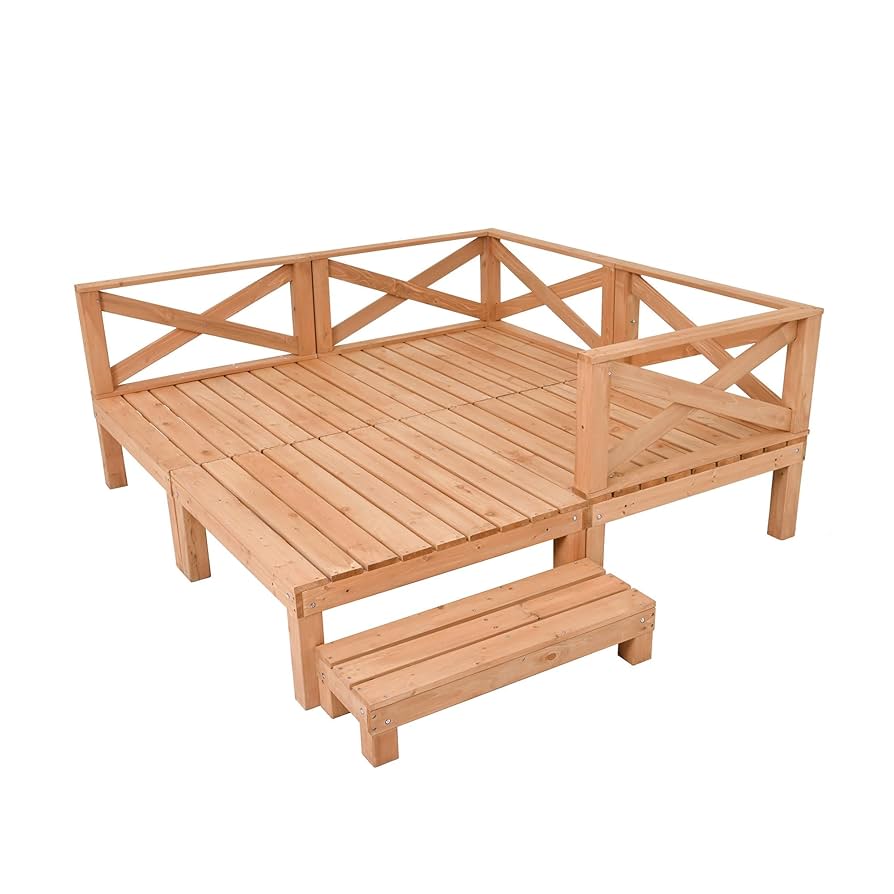 ウッドデッキ 天然木 キット 8点セット1坪 踏み台付 ナチュラル Amazon.co.jp: ウッドデッキ 天然木 キット 8点セット1坪 家具