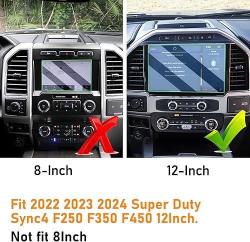 Miniatura 5 de Yumzeco Protector de pantalla de vidrio templado compatible con Ford Super Duty F250 F350 F450 2022 2023 2024, película protectora de pantalla de