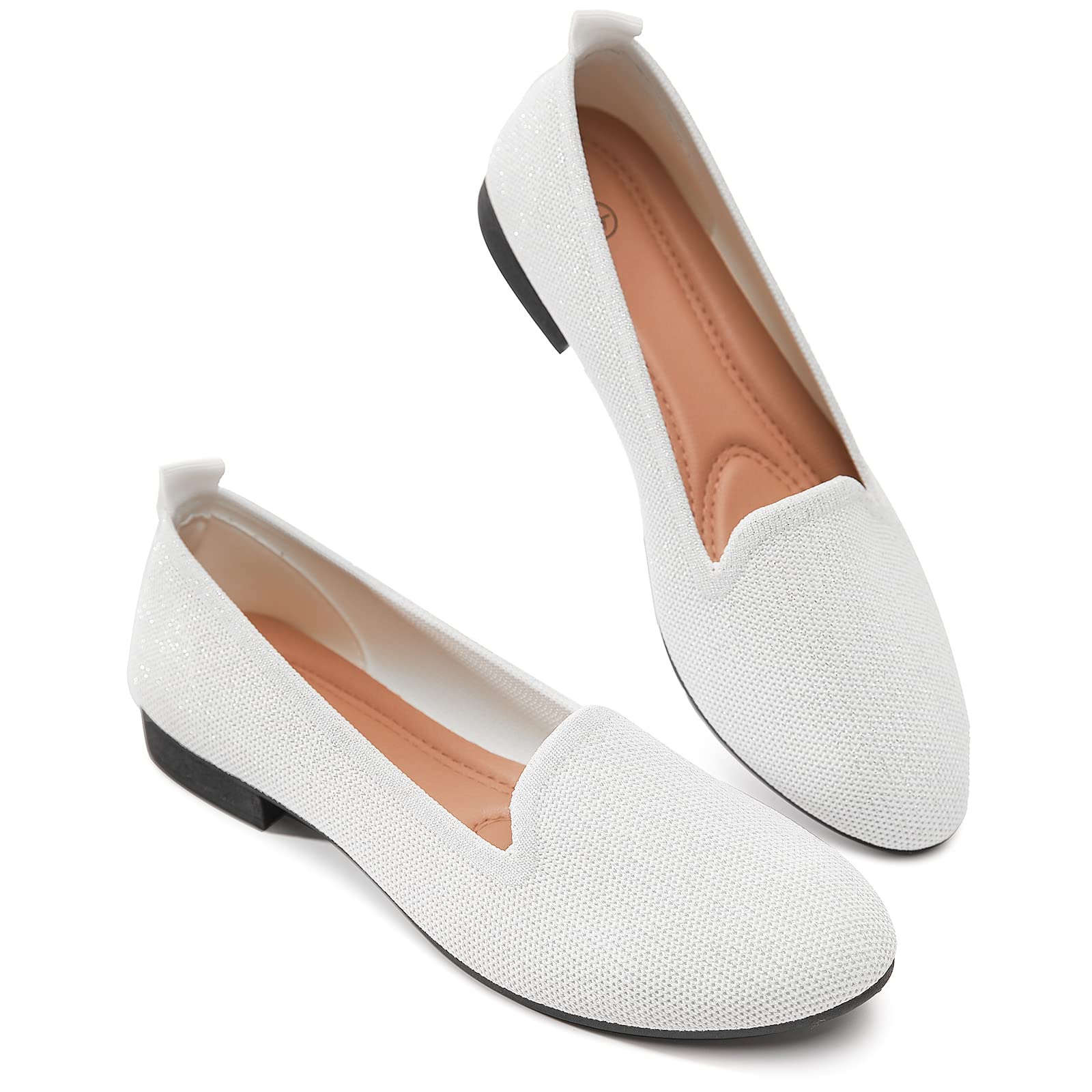 BABUDOGWomen's Sparkly Flats Shoes Shiny Mesh Loafers Shoes Soft Memory Foam Flats