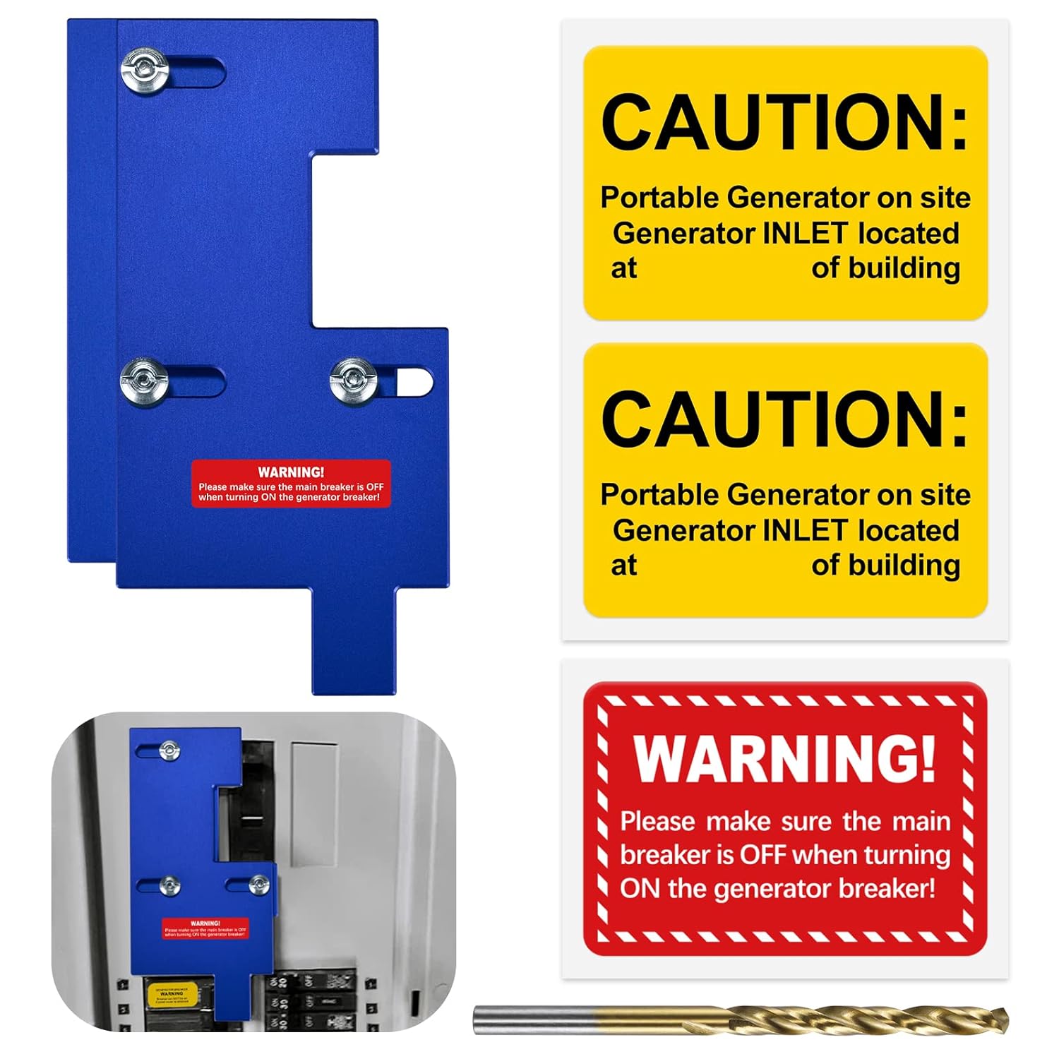 Generator Interlock for GE General Electric Single Vertical Throw Panels with 2 1/2 Inches Spacing, Blue