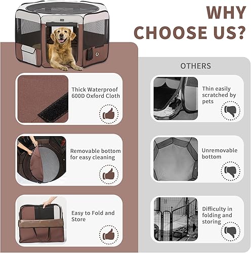 Miniatura 5 de DONORO Corralito portátil para perros de 55 pulgadas para perros medianos y grandes, plegable, jaula de campaña para interiores y exteriores,