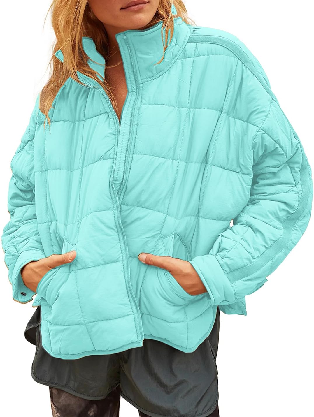 Gacaky Women's Baggy Lightweight Zip Puffer Jacket Warm Winter Down Coat with Pockets