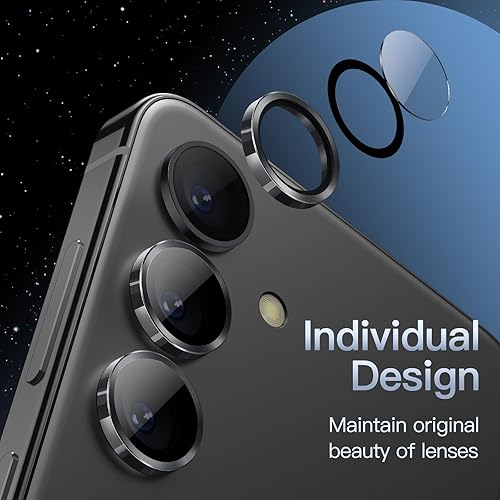 Miniatura 3 de JETech Protector de lente de cámara para Samsung Galaxy S24, cubierta de anillo individual de metal de vidrio templado 9H, bandeja de fácil