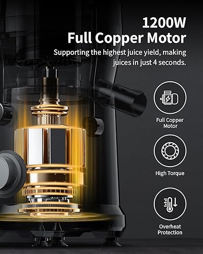 Miniatura 2 de GDOR Máquinas exprimidoras de 1200 W con canal de alimentación más grande de 3.2 pulgadas, jarra de jugo grande de 45 onzas, extractor de jugo