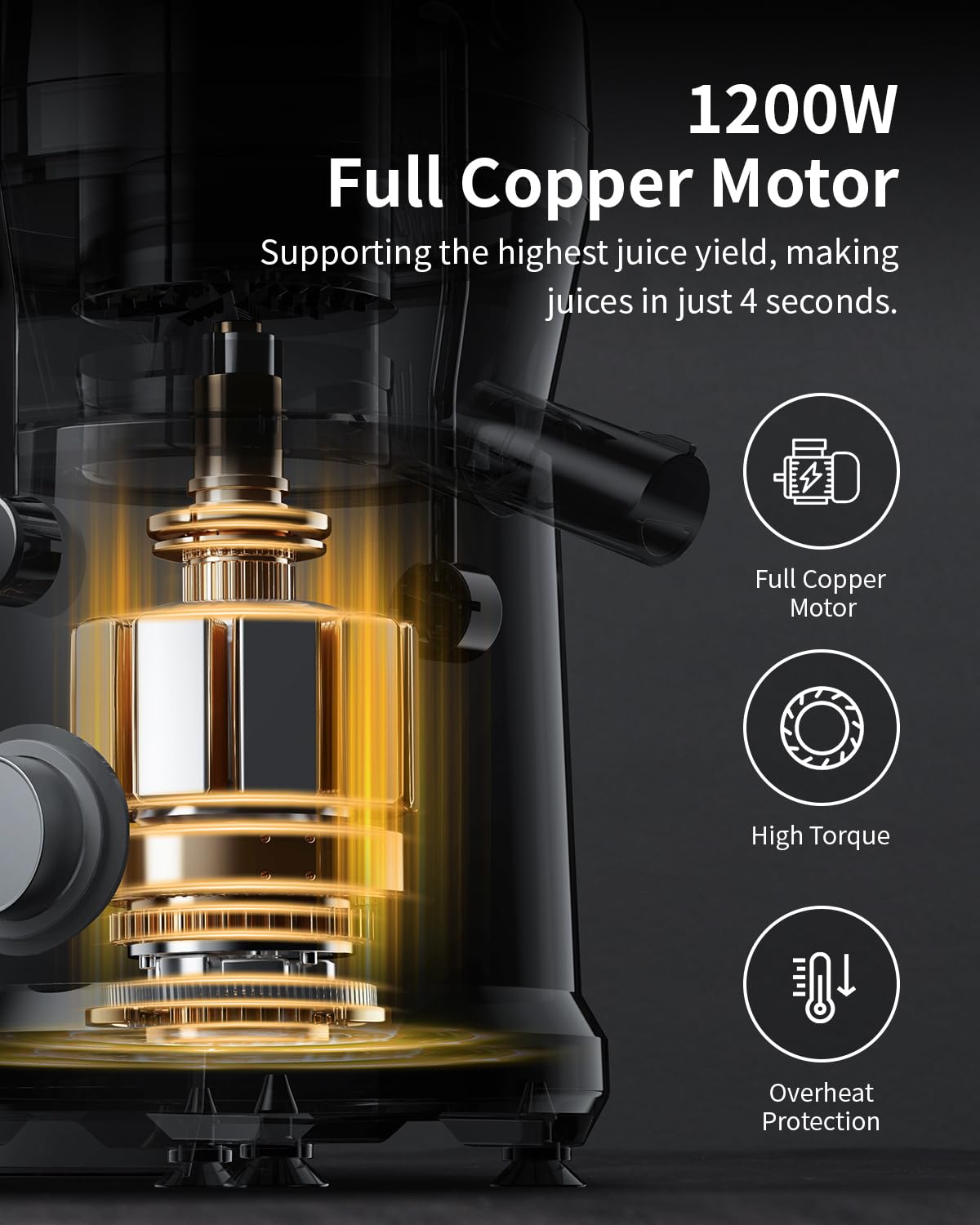 GDOR 1200W Juicer Machines with Larger 3.2