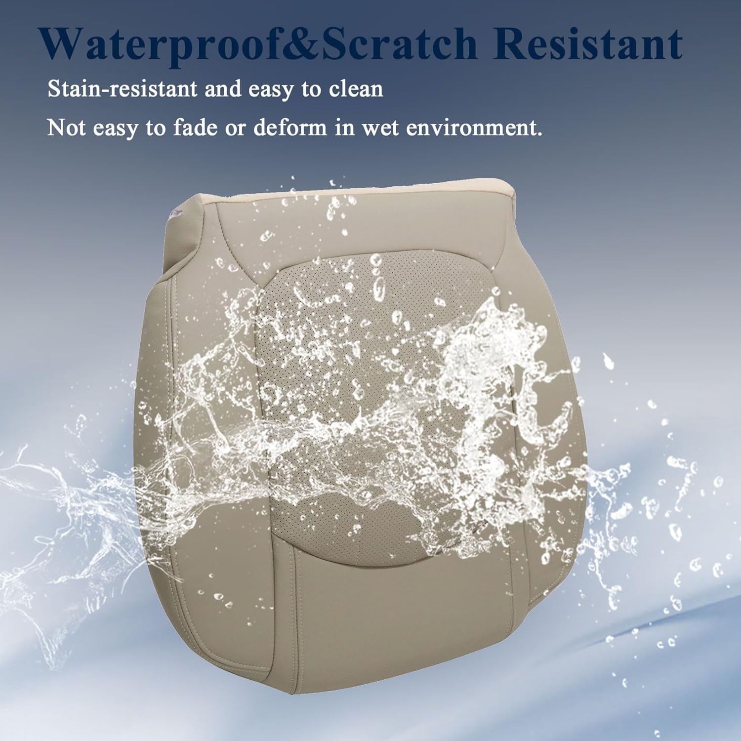 NLQR Front Driver Side Bottom Replacement Seat Cover Tan Microfiber Leather Compatible with Buick Enclave 2008 2009 2010 2011 2012