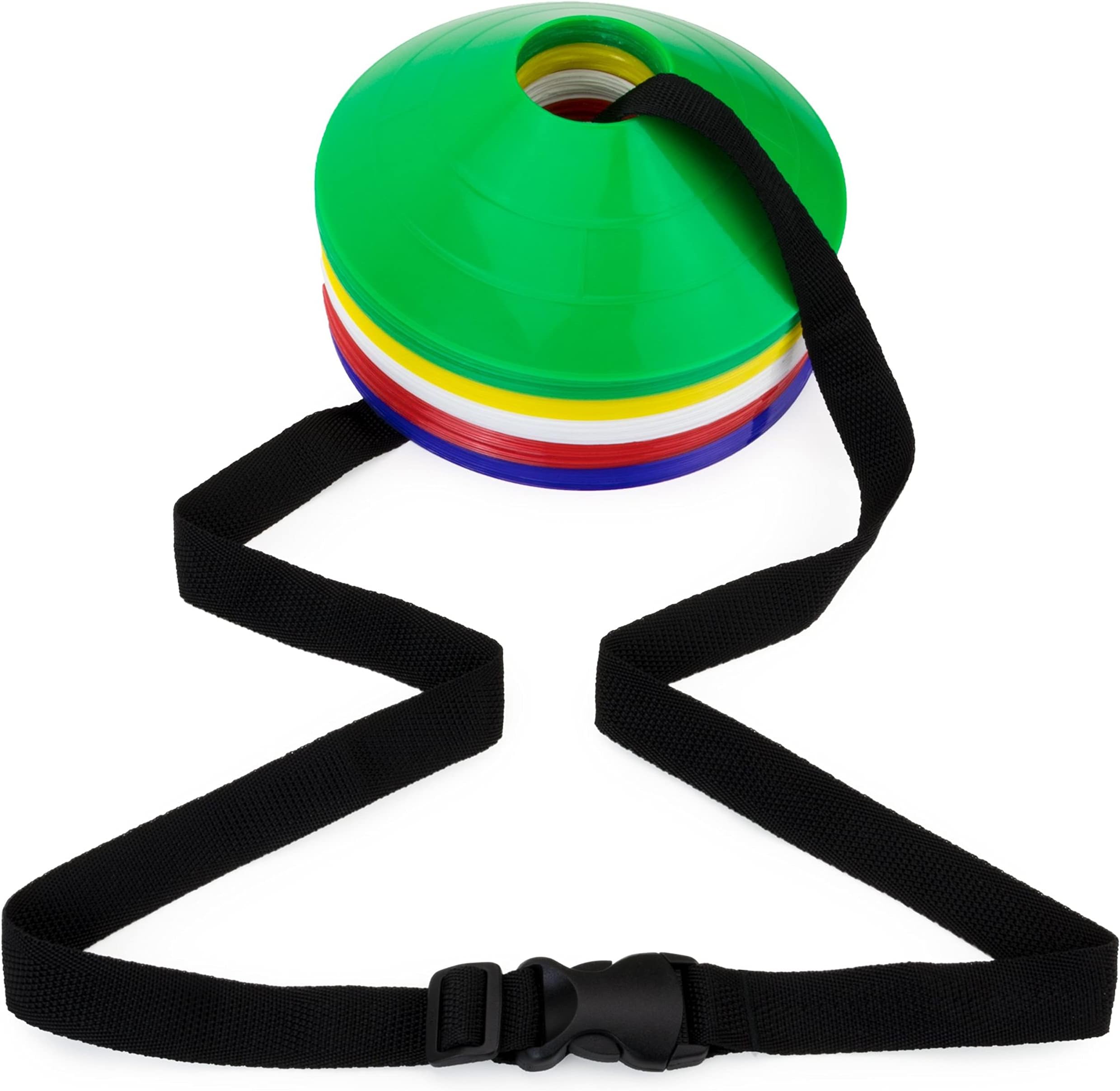 Crown Sporting Goods 5-Foot Heavy Duty Sport Cones Carrying Strap: Black Adjustable Agility Disc Cone Shoulder Strap for Storage & Travel with Quick Snap Closure