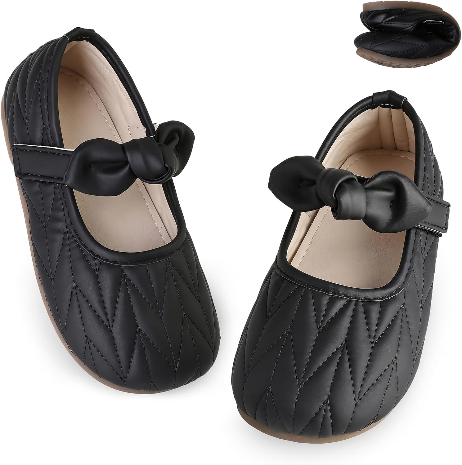 Girls Mary Jane Shoes with Bow,School Uniform Flats Dress Shoes
