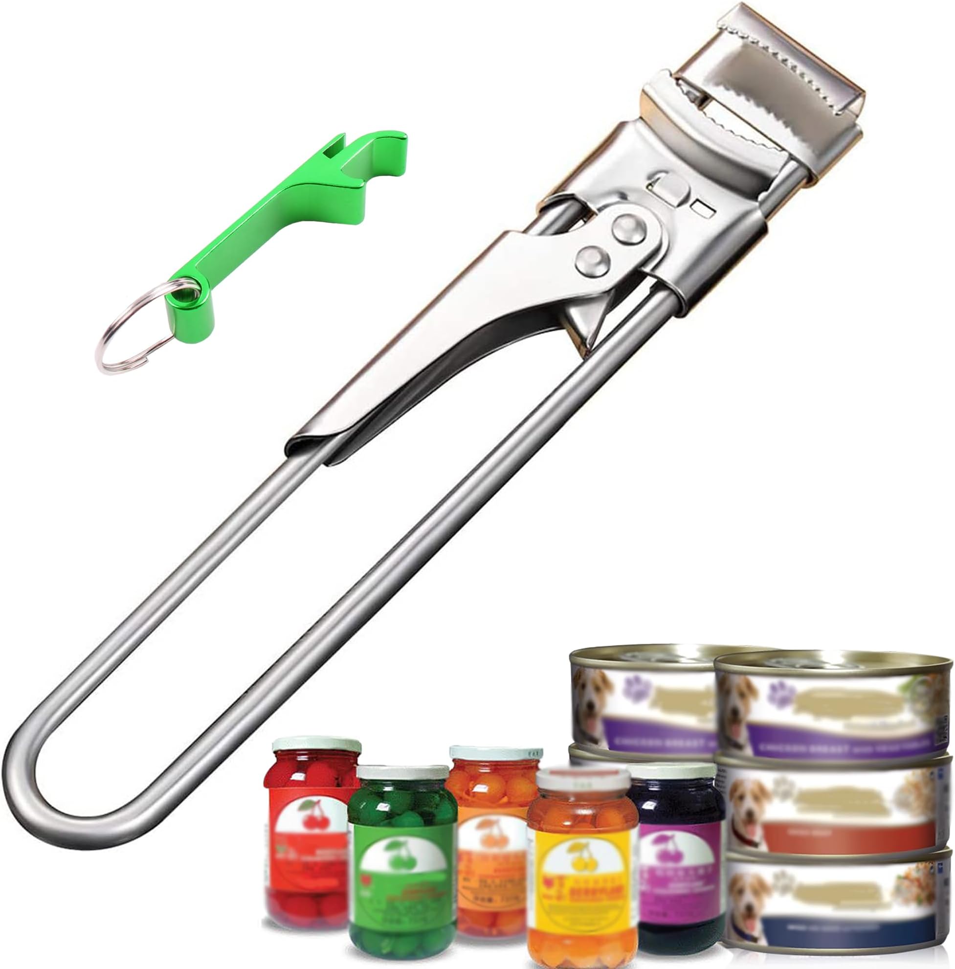 UGpineAdjustable Bottle Opener Stainless Steel Manual Bottle Opener Good To Grip Bottle Opener Lid Remover With A Multi-function Screwdriver Keychain (No Canned Food)