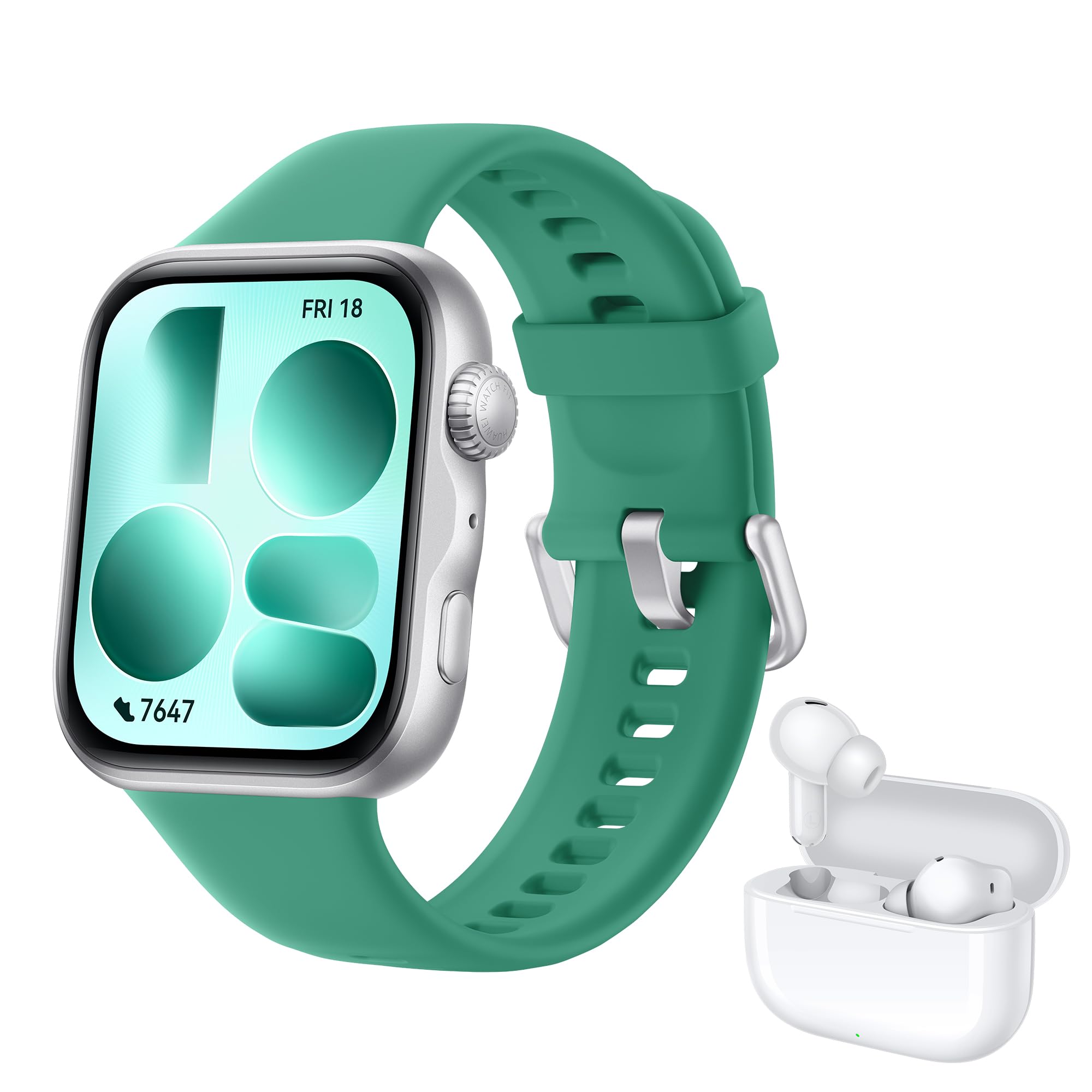 HUAWEI WATCH FIT 5 Verde+FreeBuds SE 4 Bianco, Schermo AMOLED HD da 1,82", Design Raffinato, Pagamento NFC, Rilevamento Cadute, Batteria a lunga durata, Monitoraggio della salute, 5 ATM, Android & iOS