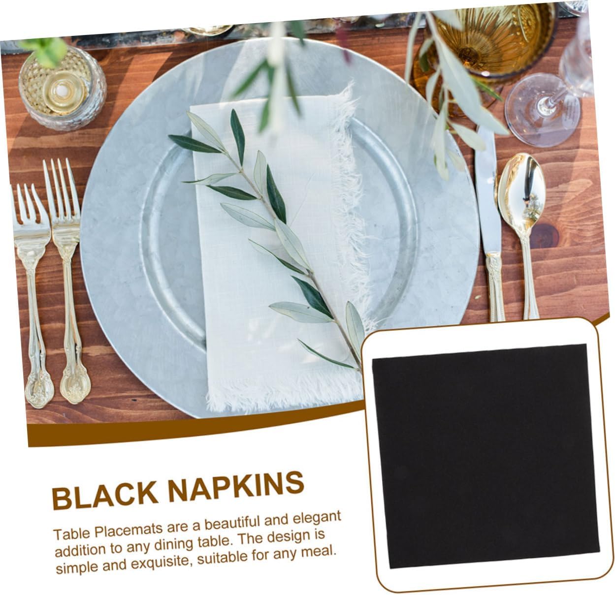 Black Disposable Paper Dinner Napkins 40x40cm Thick Absorbent Party Supplies 100pcs for Weddings Banquets Home Table Decor
