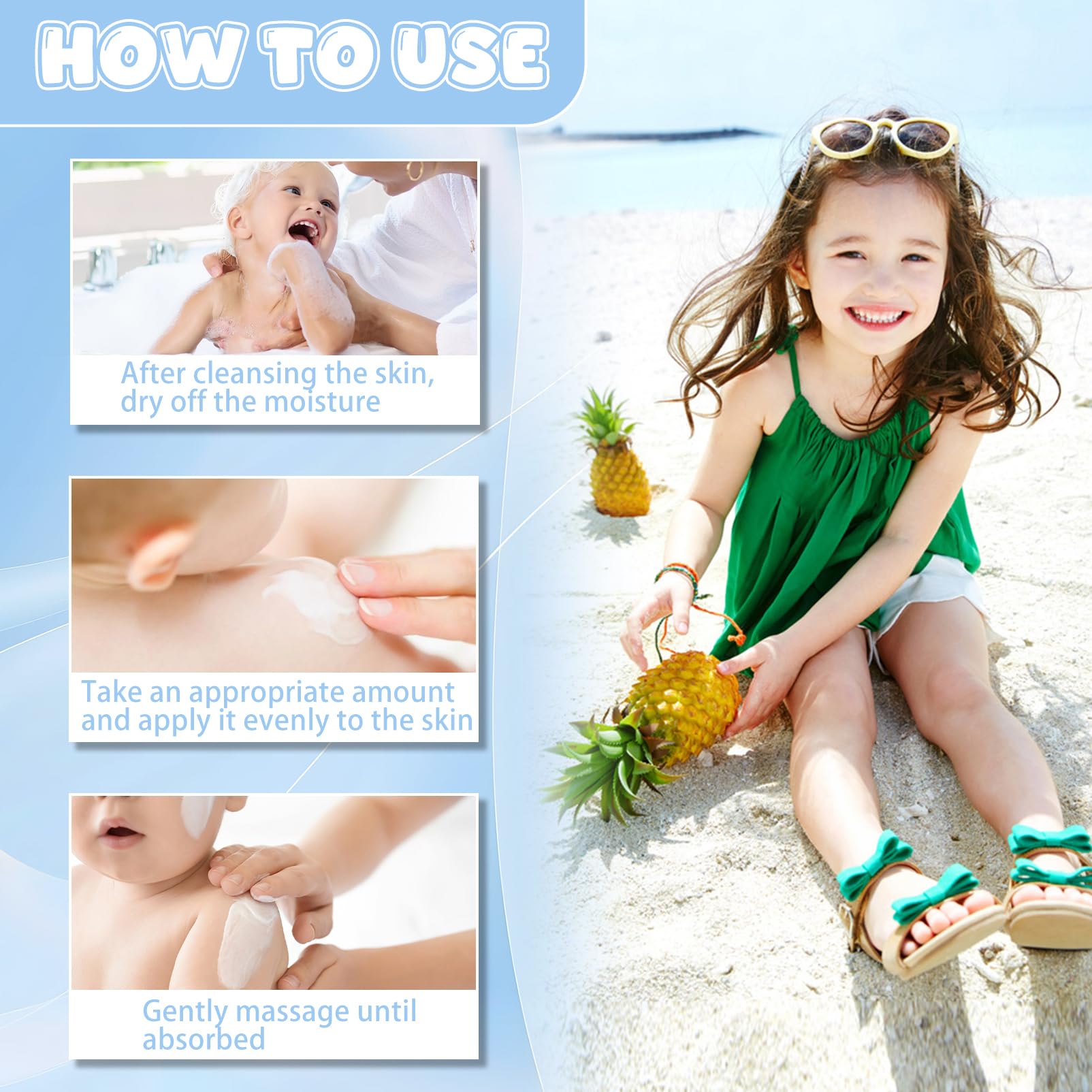 Creme Solaire Bebe & Enfant SPF50+ 100g + Stick Solaire Enfant 17g, Crème Solaire Minérale Kids, Protection UVA & UVB, Lait Solaire Bébé, Résiste à L'Eau, Vegan, Sans Parfum, Pour Bébé, Kids
