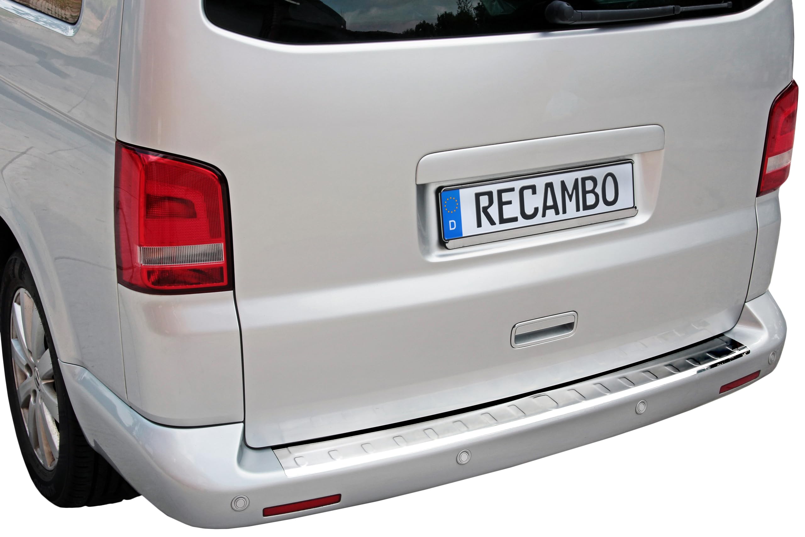 Recambo | Protector de Parachoques trasero | Compatible con VW T6 | a partir de 2015 | Acero Inoxidable Cromado | Protección borde de carga