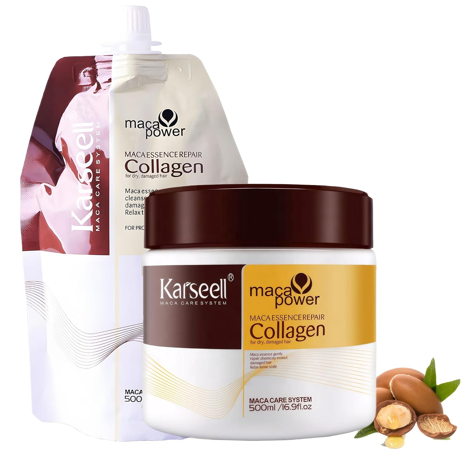Zcvtbye Collagen Hair Treatment Mask 2PCS - Collagen Argan Oil Deep Conditioning Hair Mask Essence for Dry Damaged Hair Can  Pouch Pack