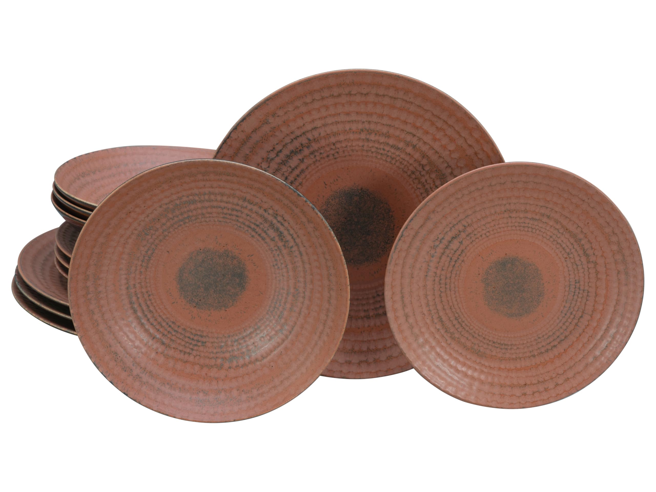 CreaTable, 24859, Serie Neapel Terra, 12-teiliges Geschirrset für 4 Personen, Teller Set aus Steinzeug, spülmaschinen- und mikrowellengeeignet, Made in Europe