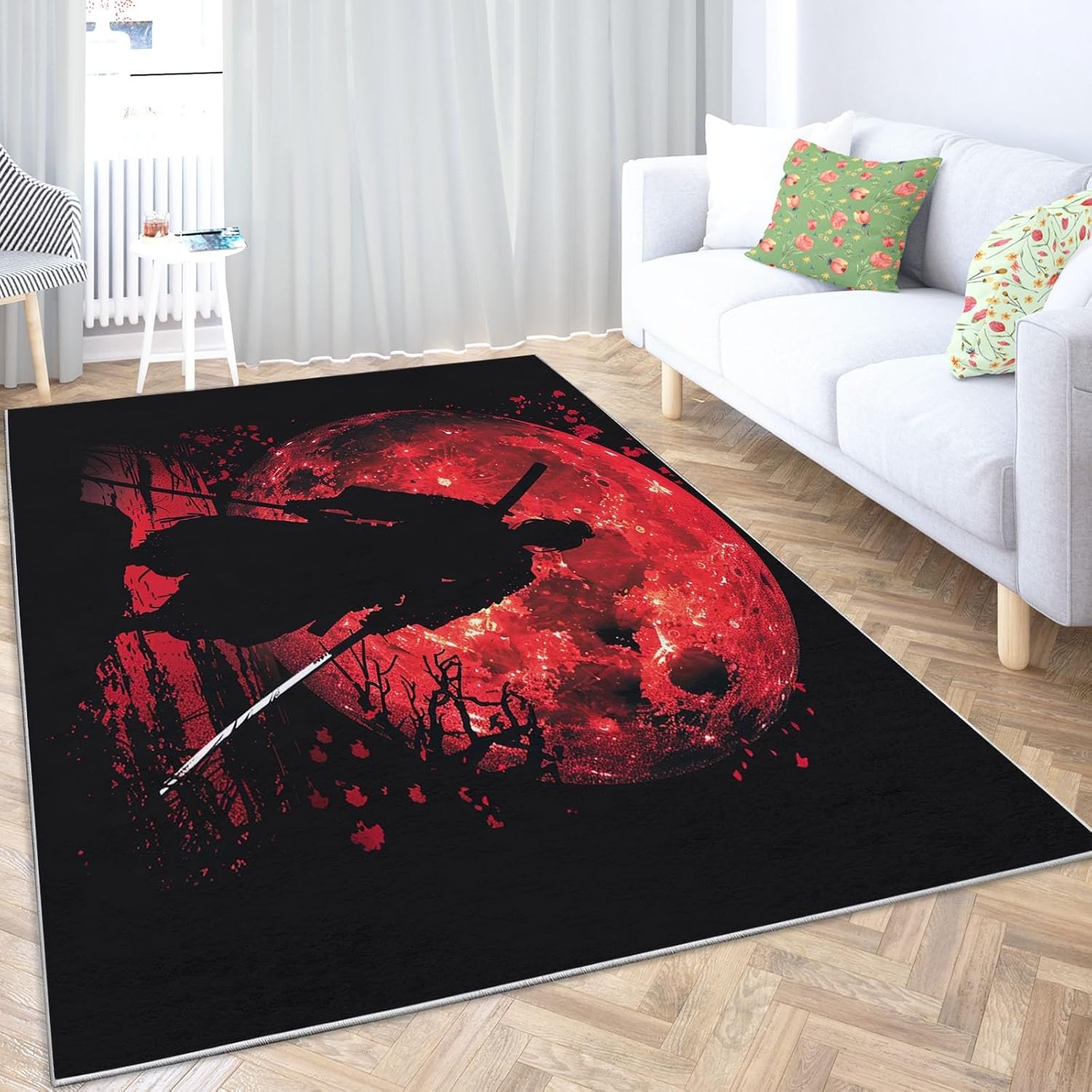Area Rugs 2 X 3 Ft Washable, Multicolor Print Carpet, Non-Slip Stain Resistant Indoor Rug, Samurai Soft Carpet for Living Room Bedroom Office Dining Room