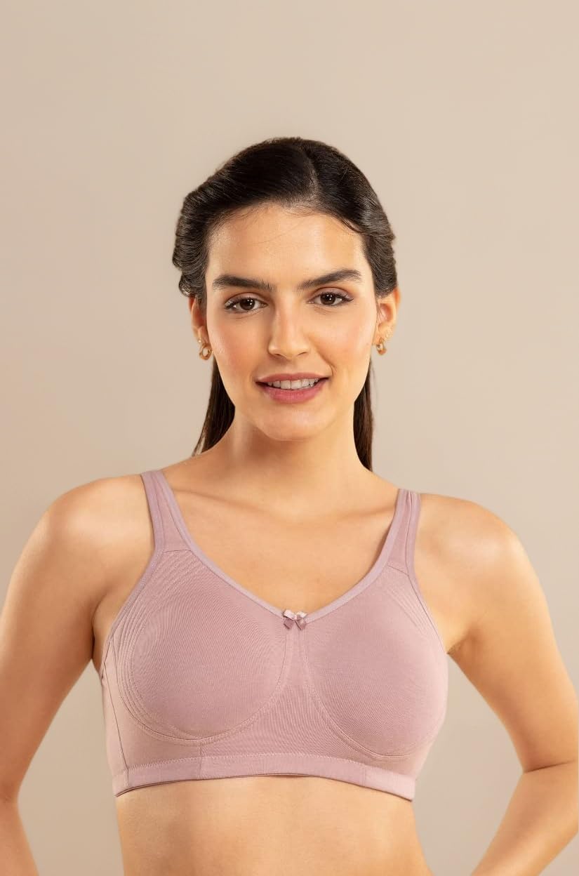 - (NYB169 Cotton Anti Microbial Non Padded & Non Wired Side Support Shaper Bra for Women | Full Coverage Bra with Detailed Contoured Lift & Shape with Wide Straps