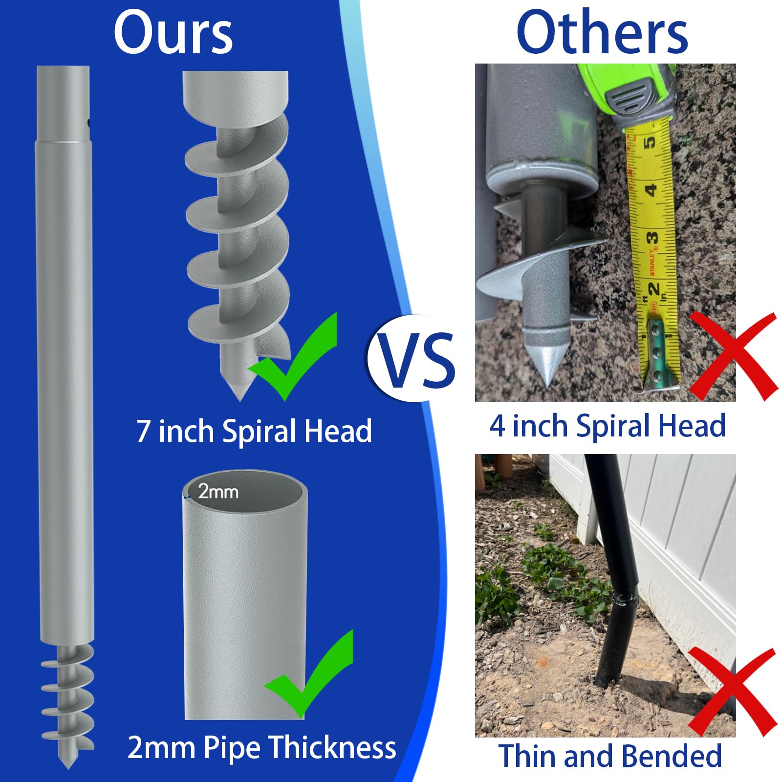 Amazon.co.jp: シェードセイルポール2個セット、13.5フィート高耐久