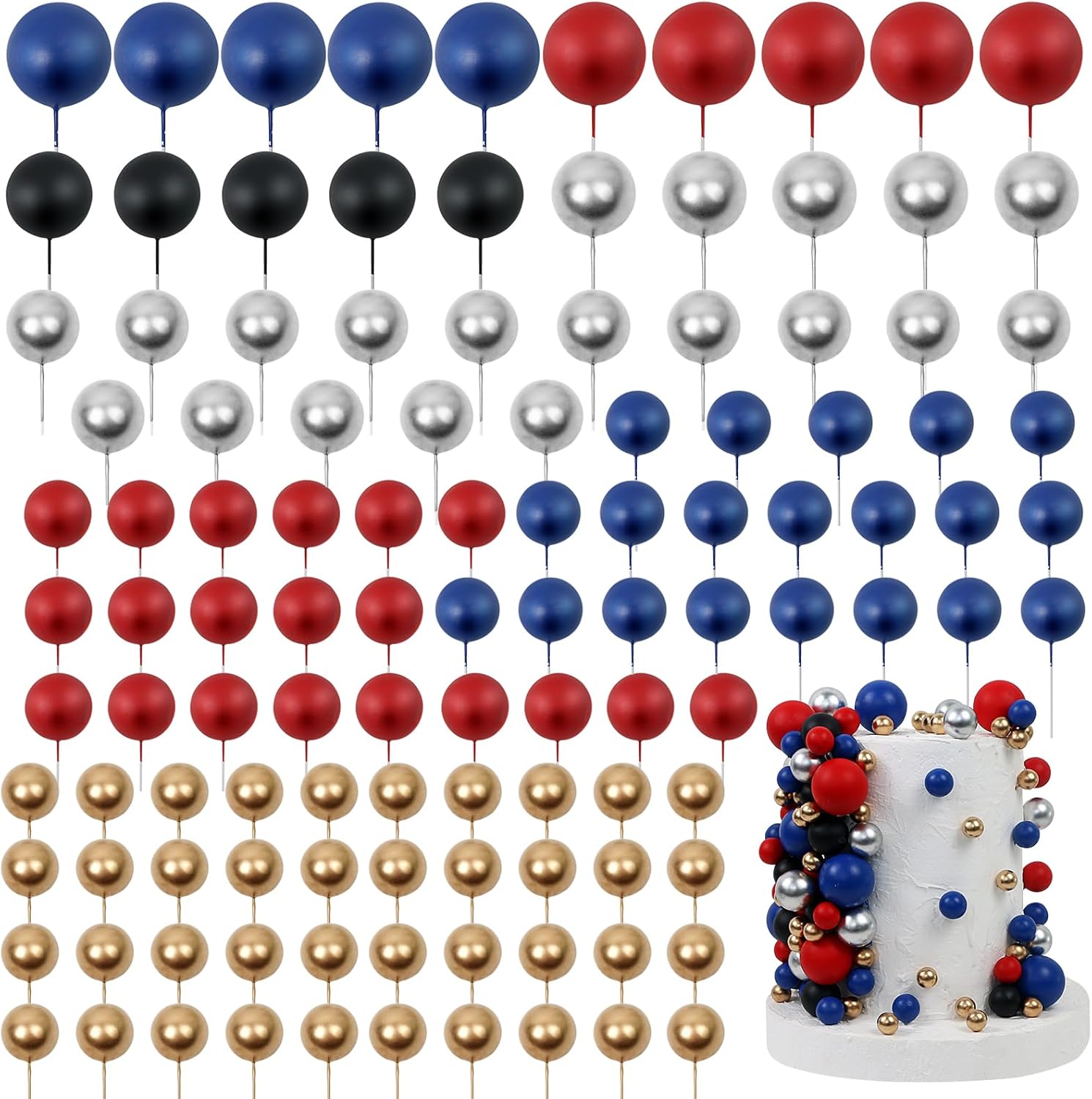 ASTARON 50 Pcs Ball Cake Topper Sticks Mini Balloons For Decorating - View #7