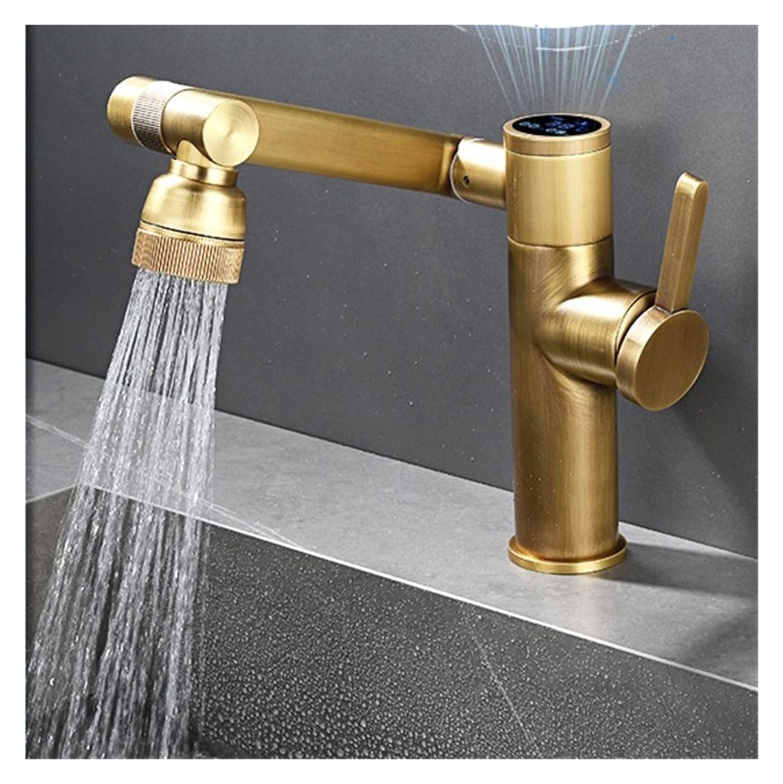 Robinet cascade de salle de bain antique à affichage numérique LED intelligent chaud et froid