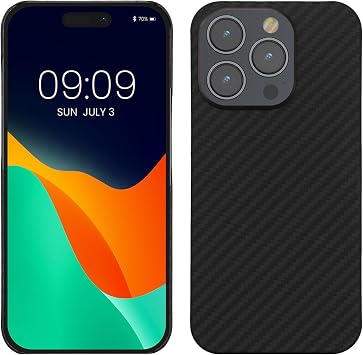 kalibri Apple iPhone 15 Pro Case - Aramid Rugged Ultra Thin Phone Case Protective Black Matte