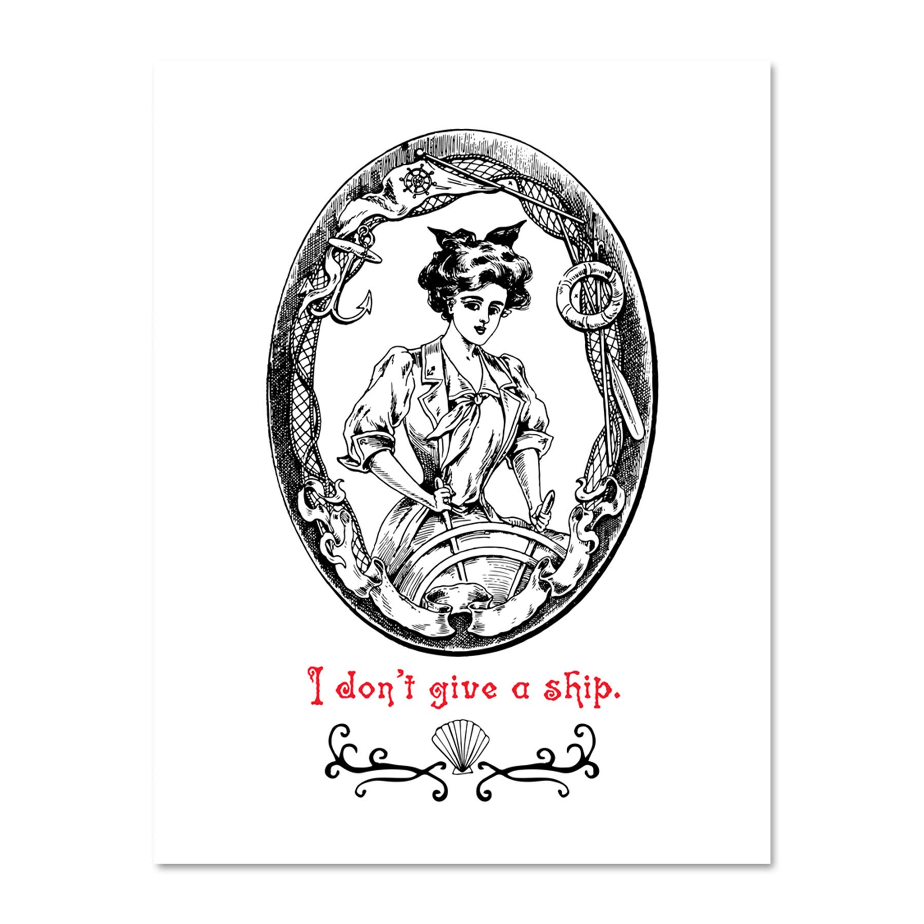 Quote Don't Give A Ship Lady Captain Large Framed Art Print Poster Wall Decor 18x24 inch