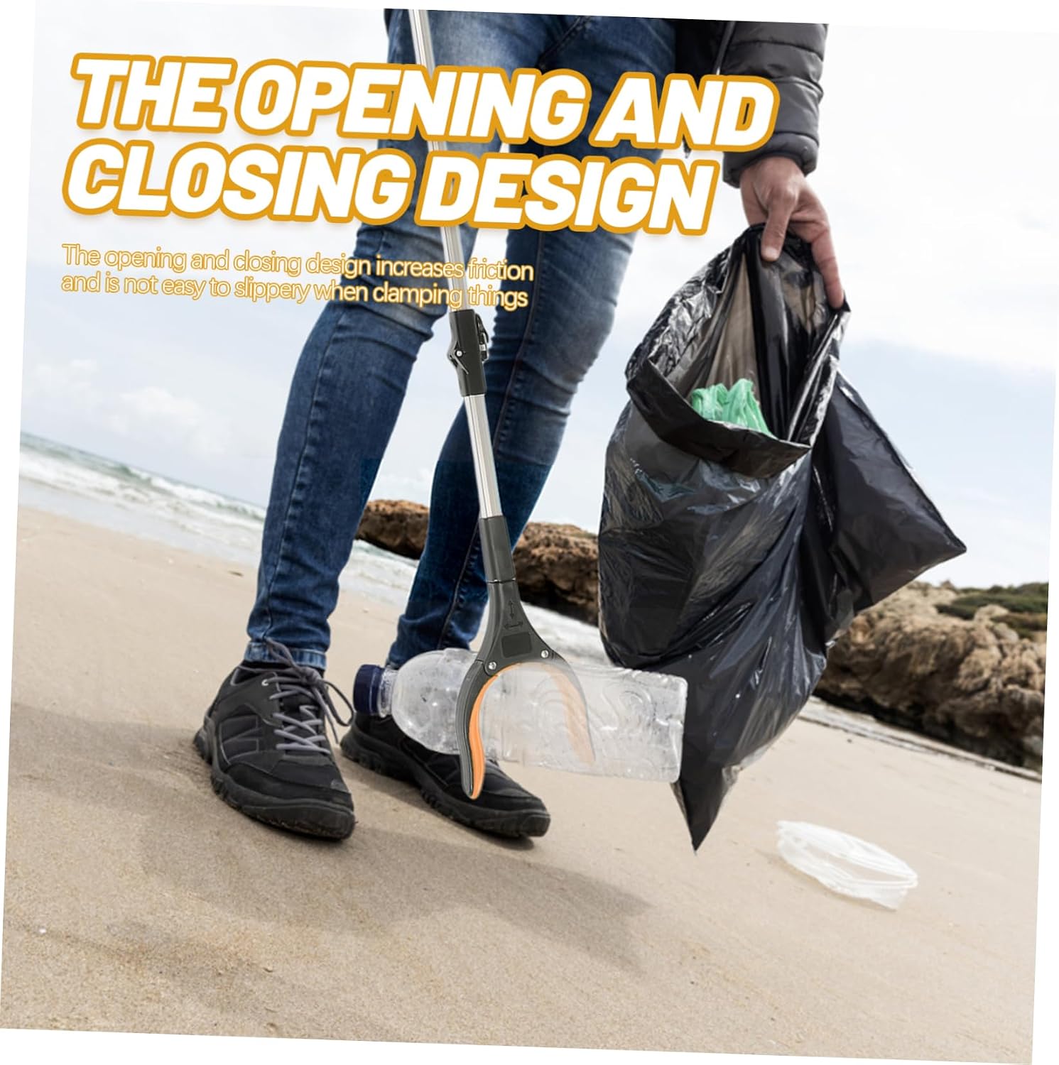 Heavy Duty Trash Grabber Tool Long Reach Picker Upper for Home Cleaning Comfortable Grip Collapsible Litter Picker for Hard to Reach Items for Elderly