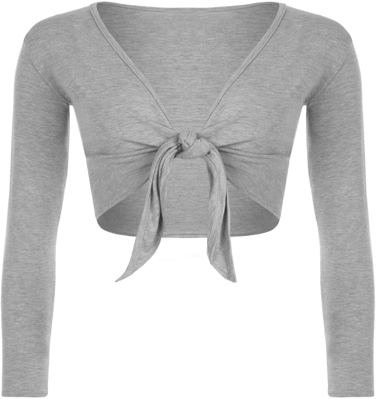 Wearall Women's Light Grey New Shrug Tie Up Long Sleeve Top 12/14