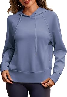 Totatuit Women Hoodies Lightweight Stretch Long Sleeve pullover sweatshirts | Women's Pullover Hoodie Pocket-Free Drawstring Sweatshirt Stretch Casual Top For Fall Layering Y2K Fashion