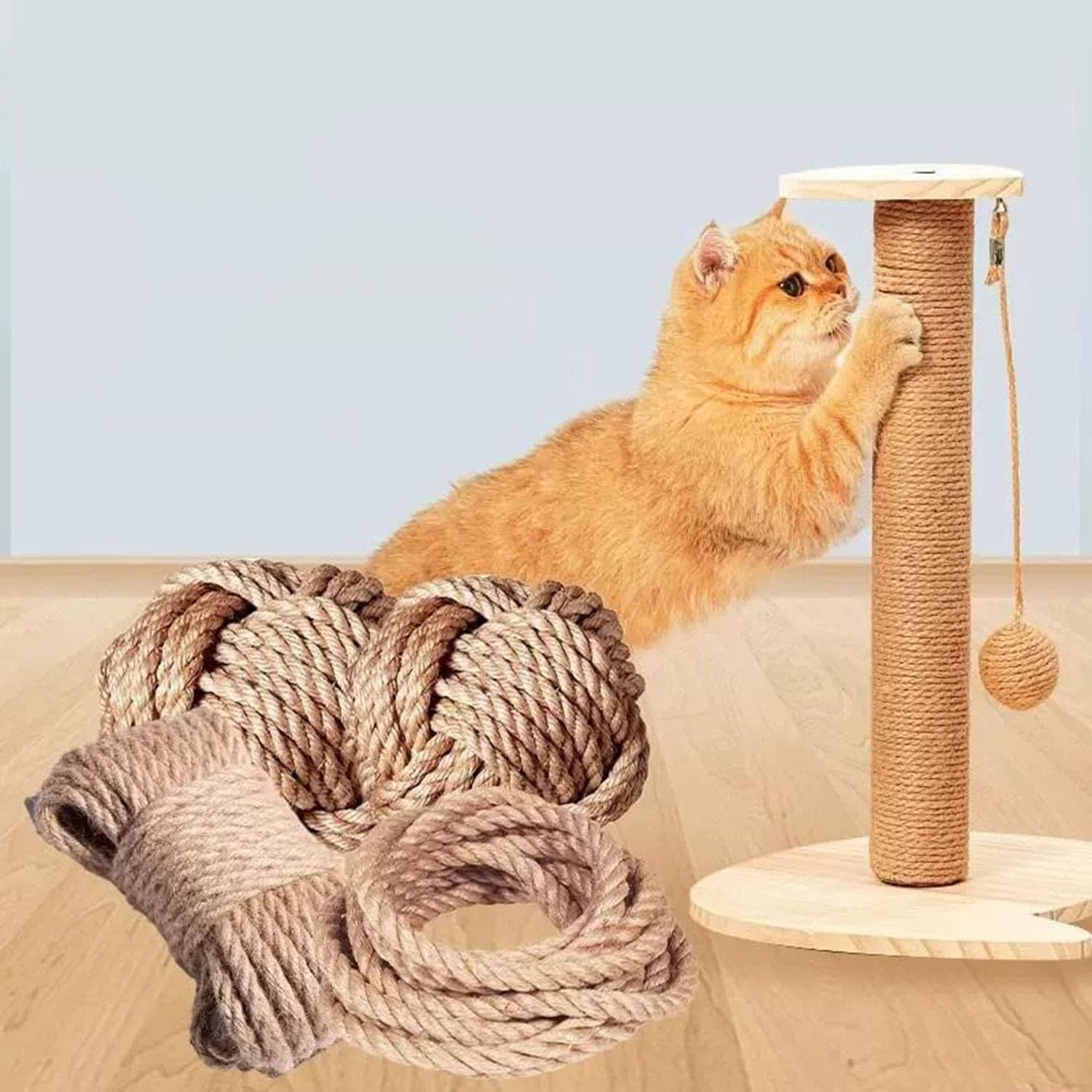 Cuerda de sisal rascador para gatos, cable grueso de reparación de árbol para gatos, cordel de cáñamo, proyecto de bricolaje, paquete de jardinería, decoración del hogar (30 mm x 10 m)