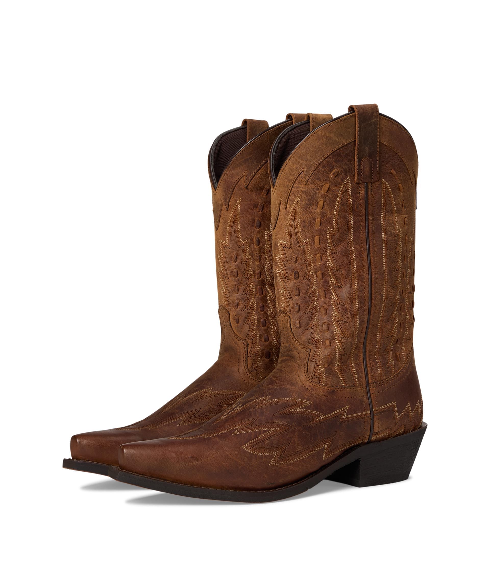 Mens Silverdale Embroidered Snip Toe Pull On Casual Boots Mid Calf - Brown