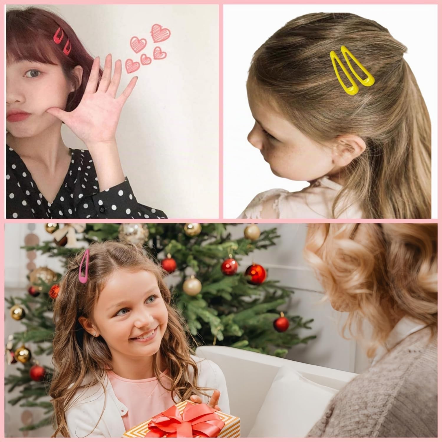 Lot de 40 barrettes à cheveux pour fille - 5 cm - Couleur bonbon - Avec boîte à clipser - Pour filles et enfants (couleur 1)