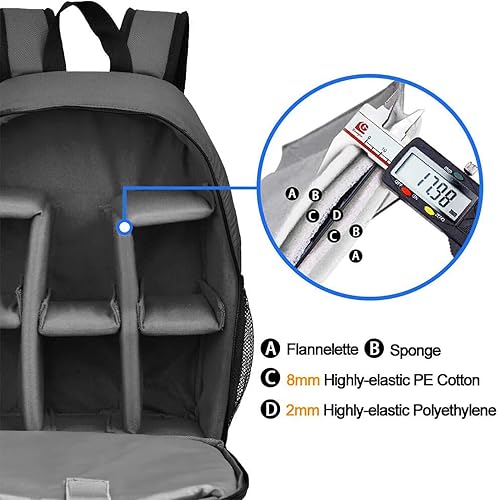 Miniatura 4 de CADeN - Mochila para cámara profesional DSLR  SLR sin espejo, con compartimiento para laptop de 15.6 pulgadas, resistente al agua, maletín