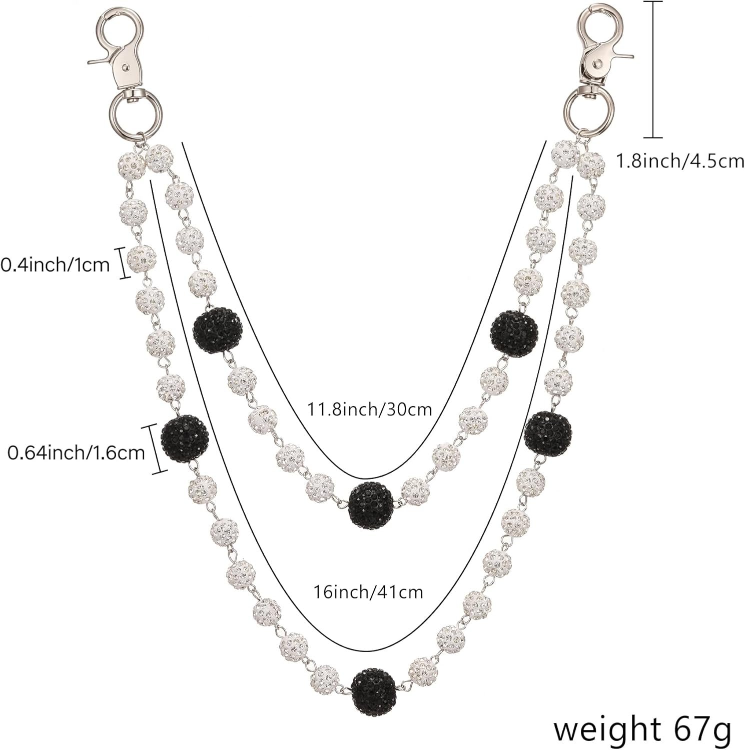 SKQIR Hip Hop Wallet Chain for Men Jeans Pocket Belt Layered Chain Disco Rhinestone Beads Baseball Drip Punk Jewelry Gifts Goth Accessories for Men - Image 7