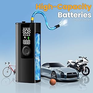Anycash Tire Inflator Portable Air Compressor, Cordless Air Pump for Car Tires with Digital Pressure Gauge, 150 PSI Fast Tire Inflator for Car, Motorcycle, Bicycle - LED Light and Auto Shut-Off