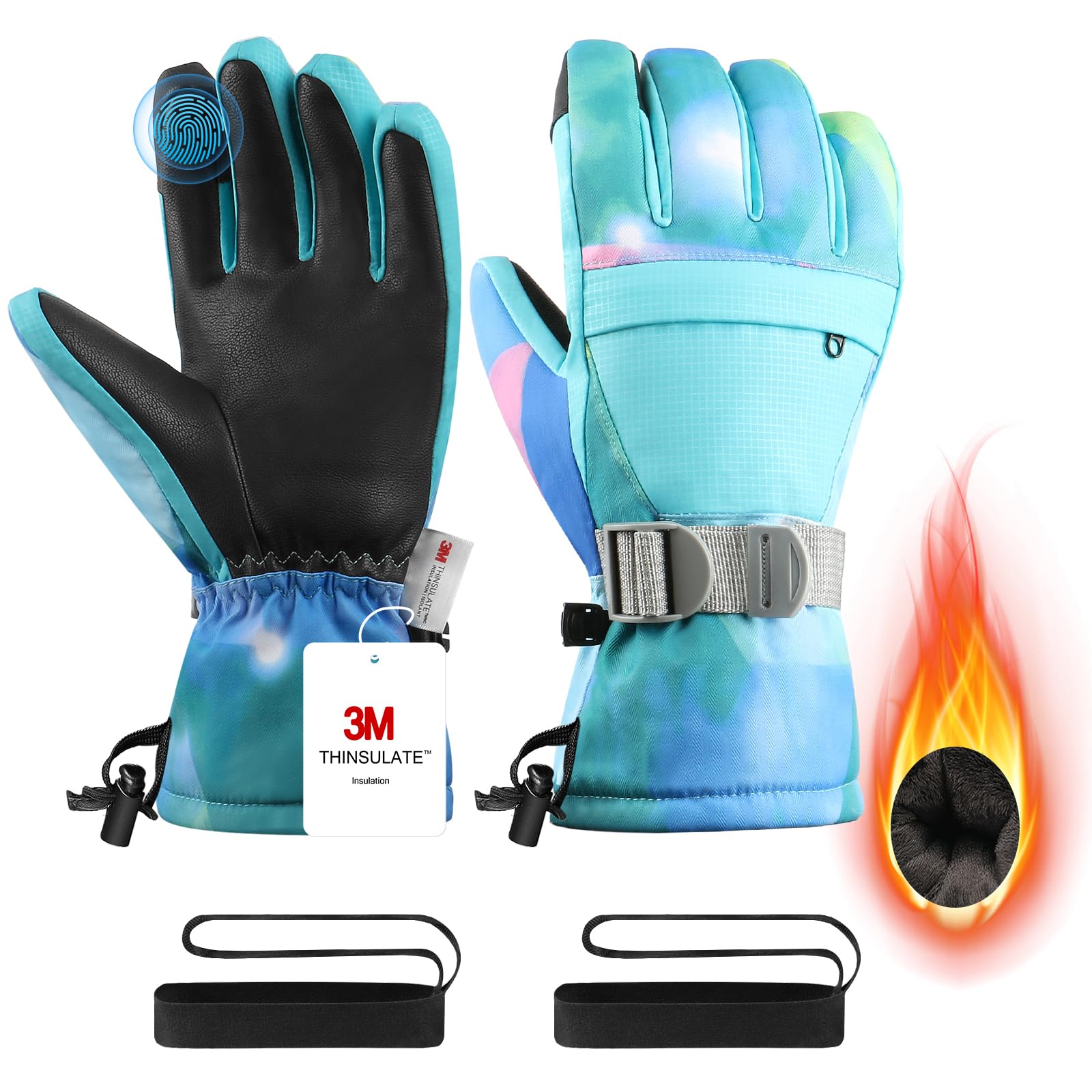 Ski Gloves, Waterproof Snow Gloves Winter Gloves, Windproof Touchscreen Cold Weather Gloves for Men Women Kids
