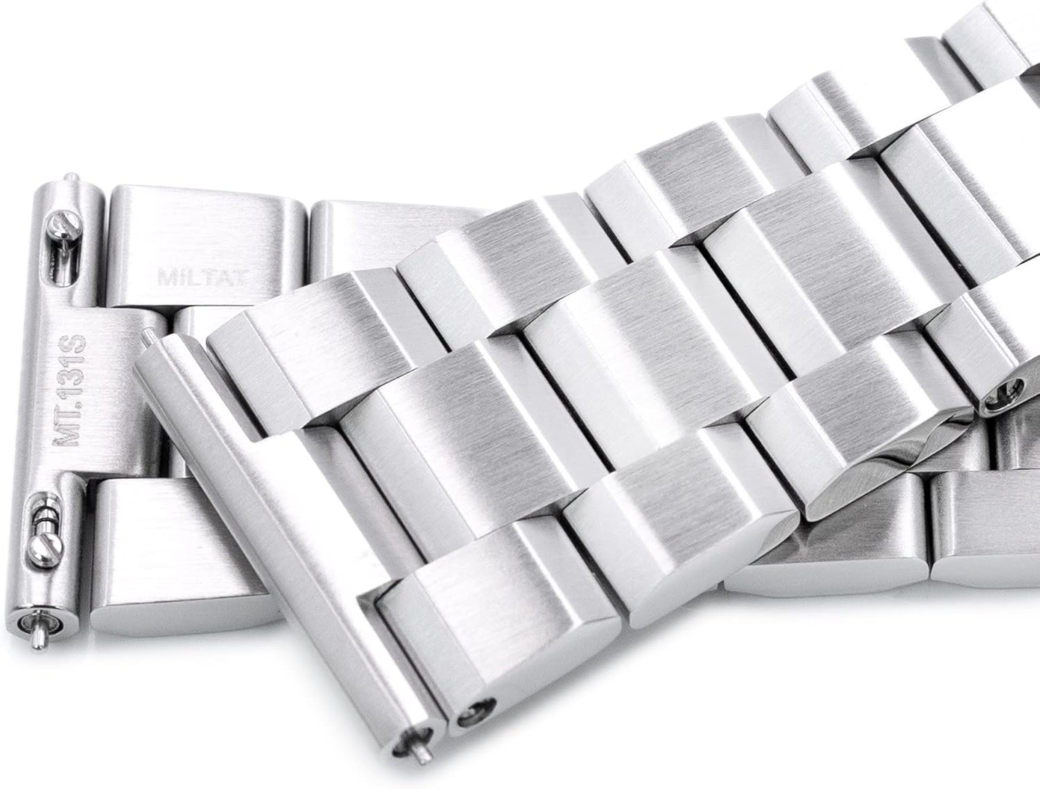 MiLTAT 22mm Quick Release Watch Band Straight End, Hexad III 316L Stainless Steel Brushed V-Clasp