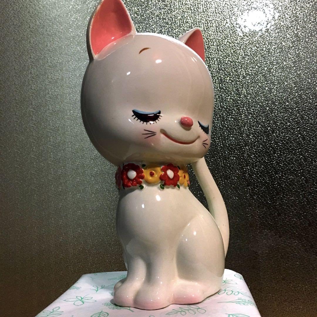 Amazon.co.jp: 内藤ルネ 猫 ネコ 貯金箱 陶器 レトロ 1970年代 当時物 