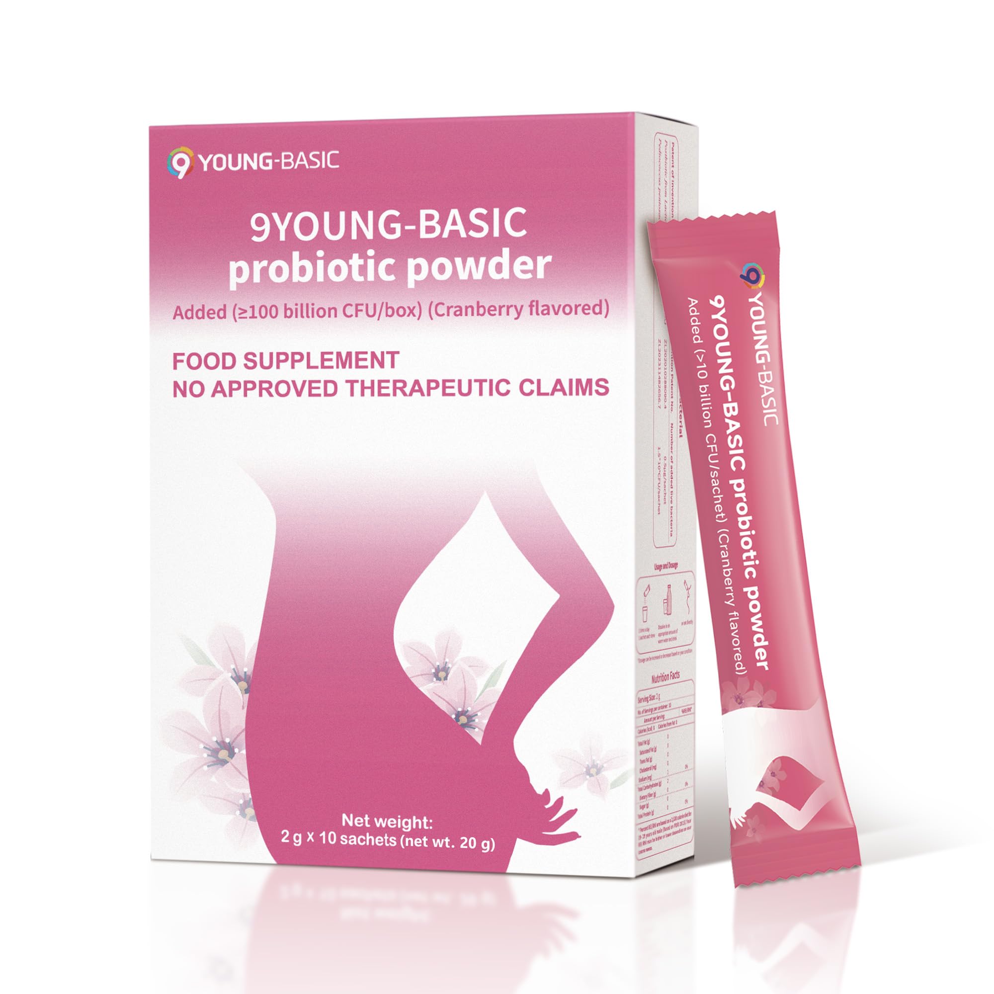 Probiotic Powder for Women, 100+ Billion CFU Prebiotics Probiotics Powder Cranberry for Vaginal/Gut/Digestive/Immune Health, Quick-Acting and Portable, Trial Travel Size, 10-Day-Supply