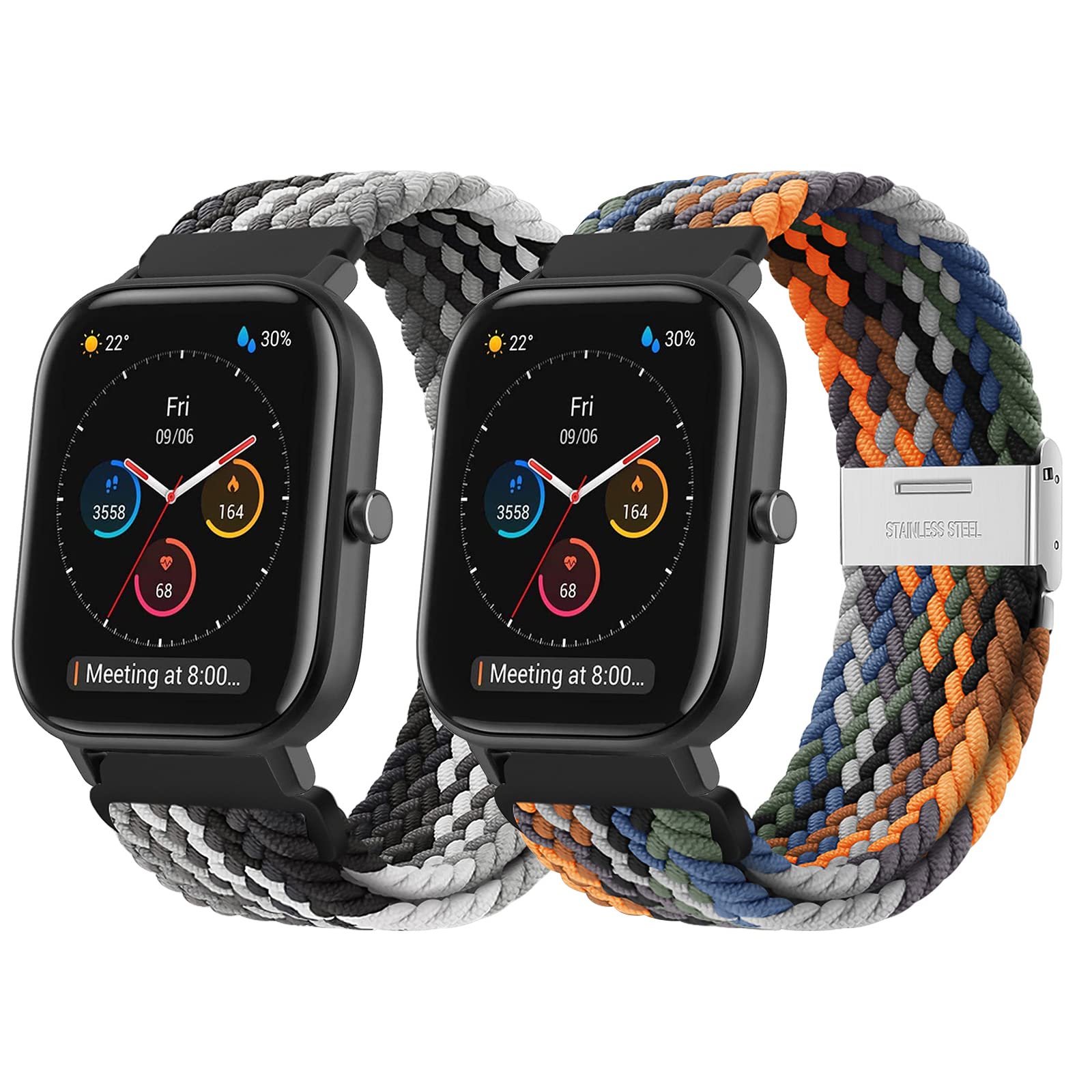 Compatible with Amazfit GTS Strap, 20mm Nylon Stretchy Sport Loop Strap with Magnetic Clasp for Amazfit GTS 4 Mini, GTS 4, GTS 3, GTS 2, GTS 2 Mini, Amazfit Bip, Bip U, Bip U Pro, Bip 3,Bip 5