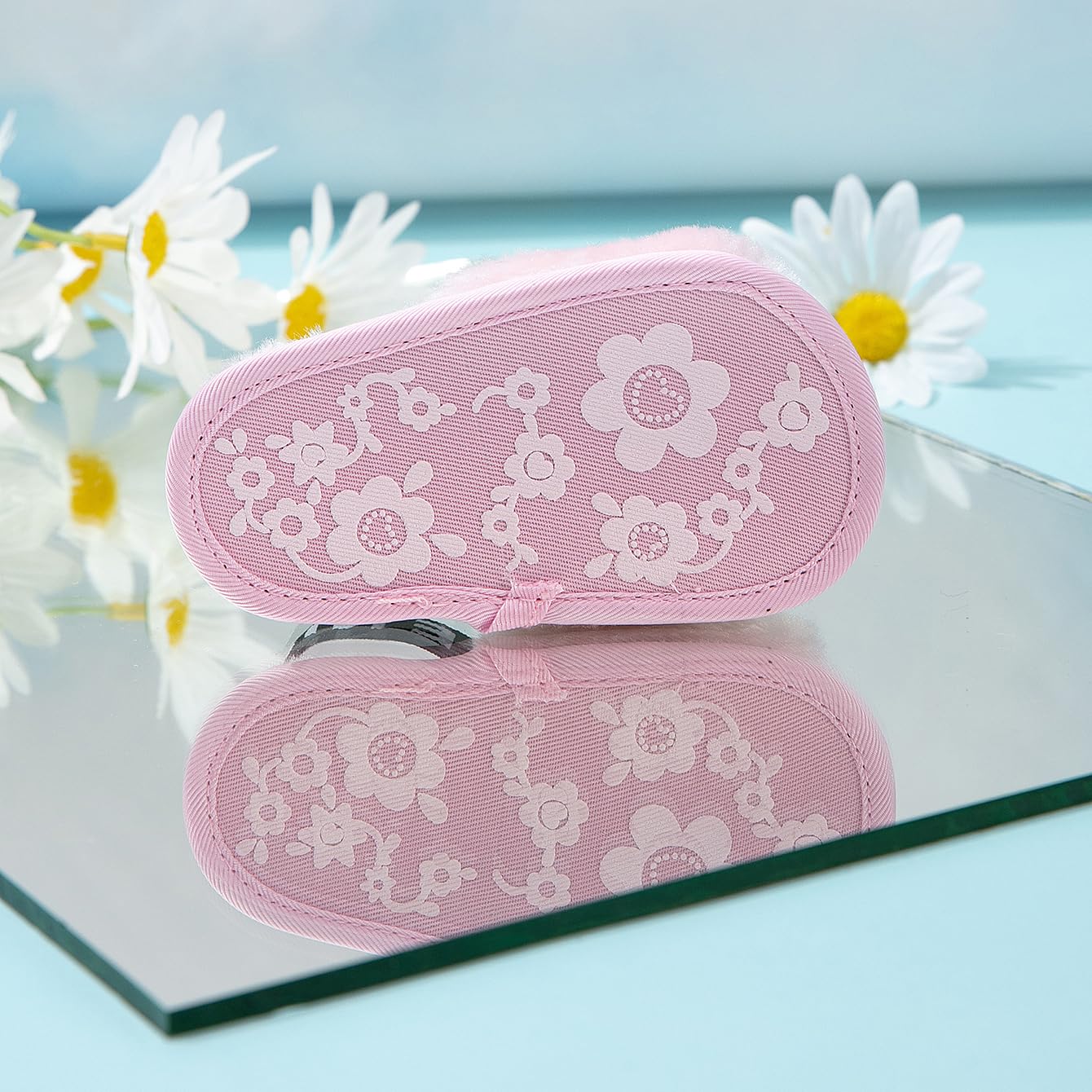 QIETION Girl's Soft Plush Lightweight House Slippers Non Slip Cross Band Slip on Open Toe Cozy Indoor Outdoor Slippers X102 Pink 13CM